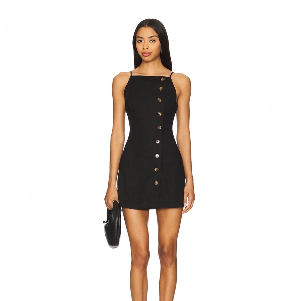 Sleek Black Button-Front Mini Dress